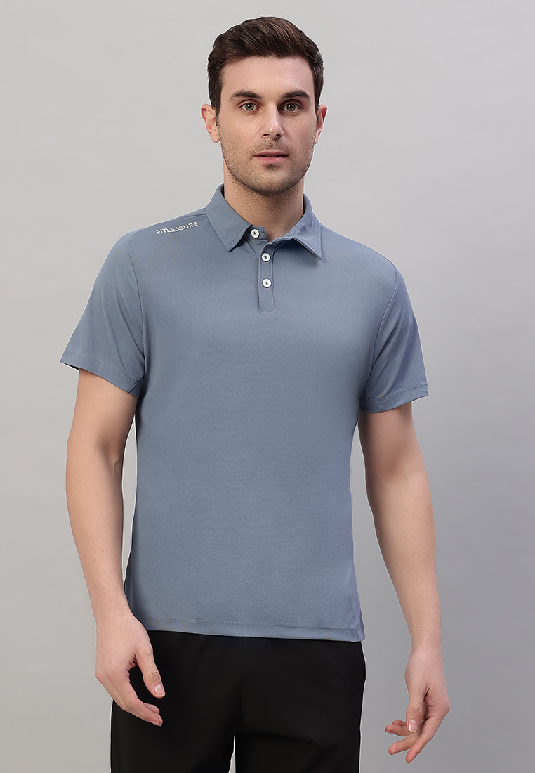 Fitleasure Men's Performance Blue Polo Tshirt