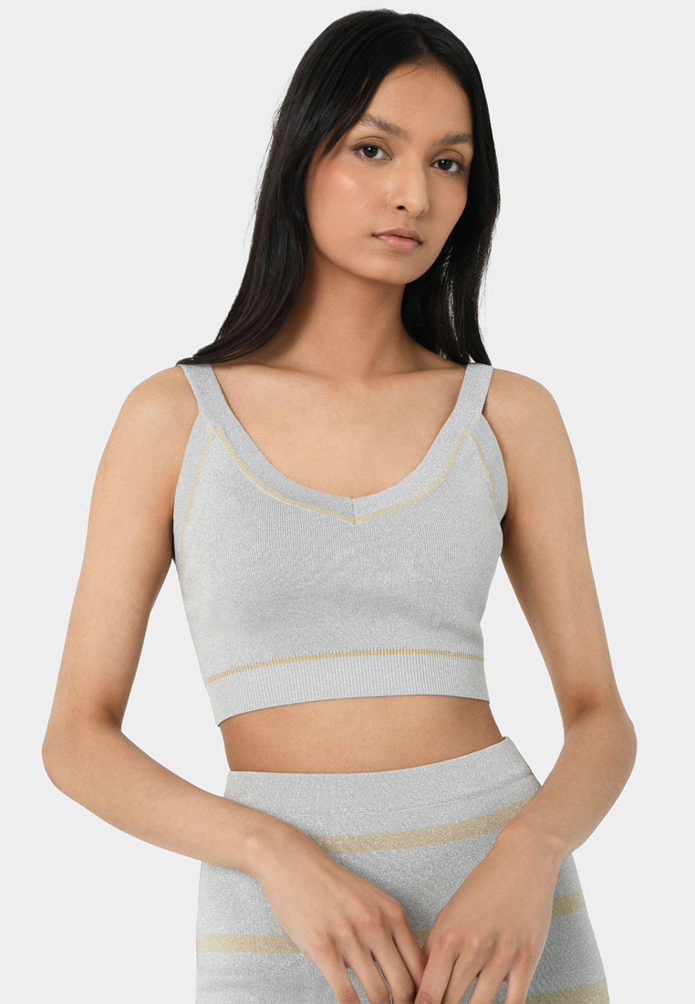 FORCAST Shay Lurex Knit Bra Top