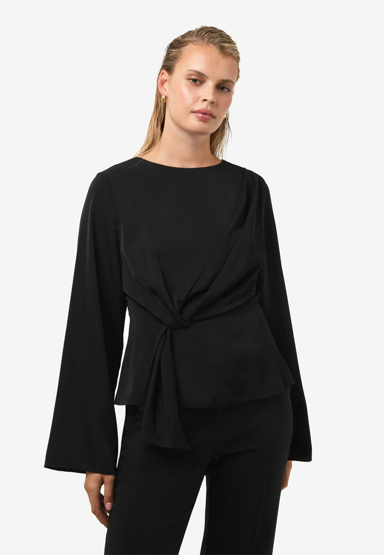 FORCAST Melody Long Sleeve Draped Top