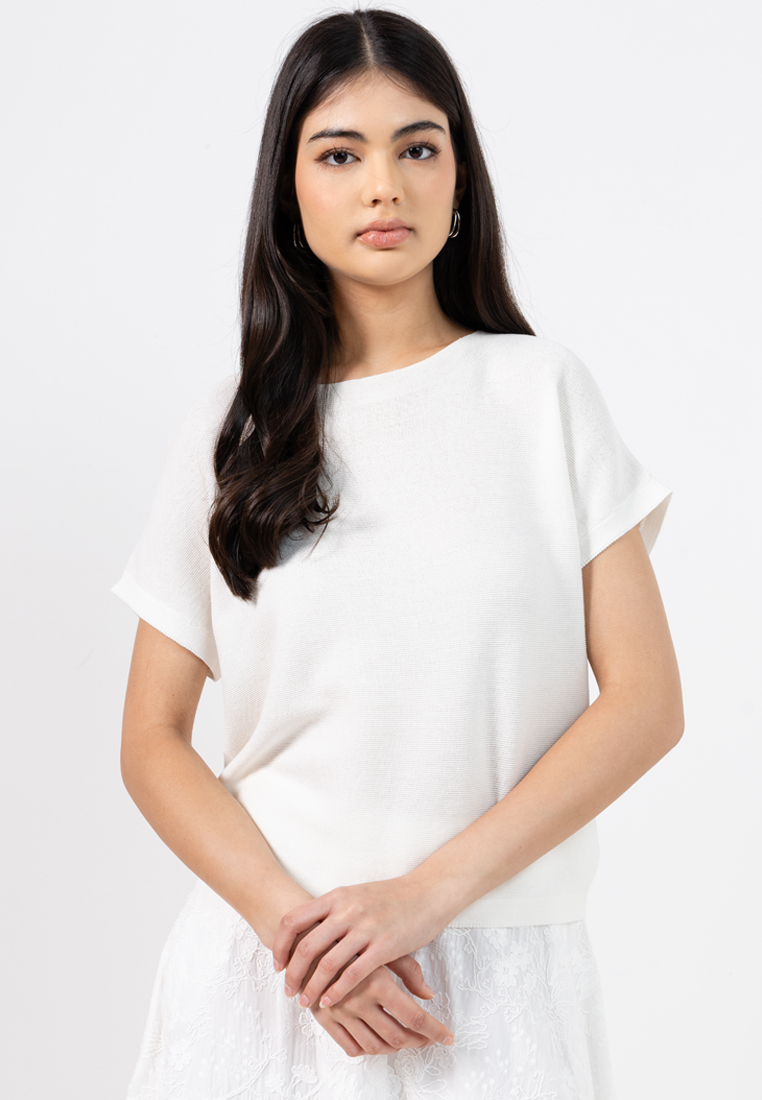 FORCAST Brandy Relaxed Cotton Knit Top
