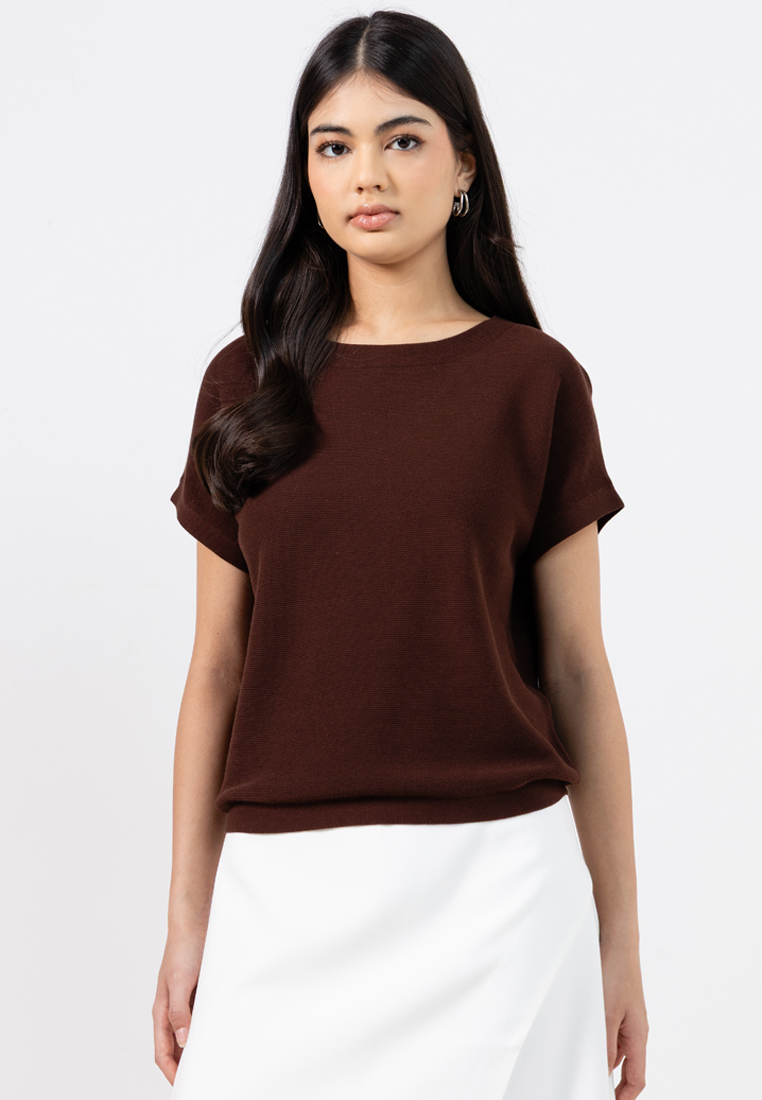 FORCAST Brandy Relaxed Cotton Knit Top