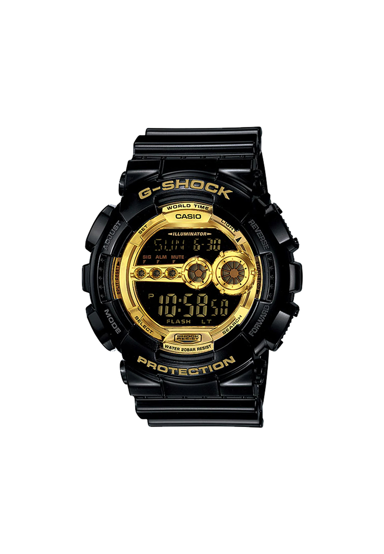 G-Shock Men's Digital Watch GD-100GB-1 Gold Dial with Black Resin Band Sports Watch