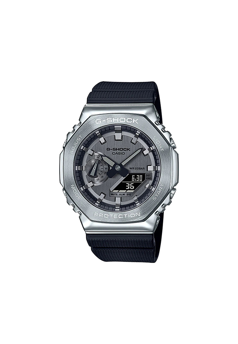 G-Shock Men's Analog-Digital Watch GM-2100-1A Silver Metal Covered Black Resin Band Sports Watch