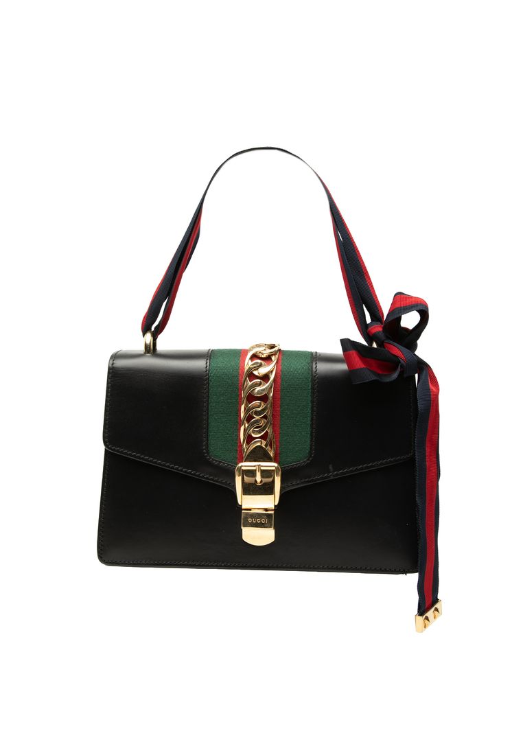 Gucci Pre-Loved Gucci Small Calfskin Web Sylvie Satchel