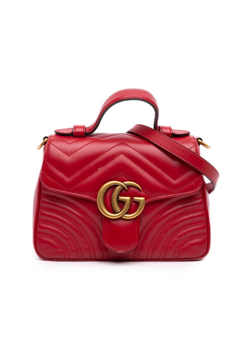 Gucci Pre-Loved Gucci Mini Gg Marmont Matelasse Leather Top Handle Bag