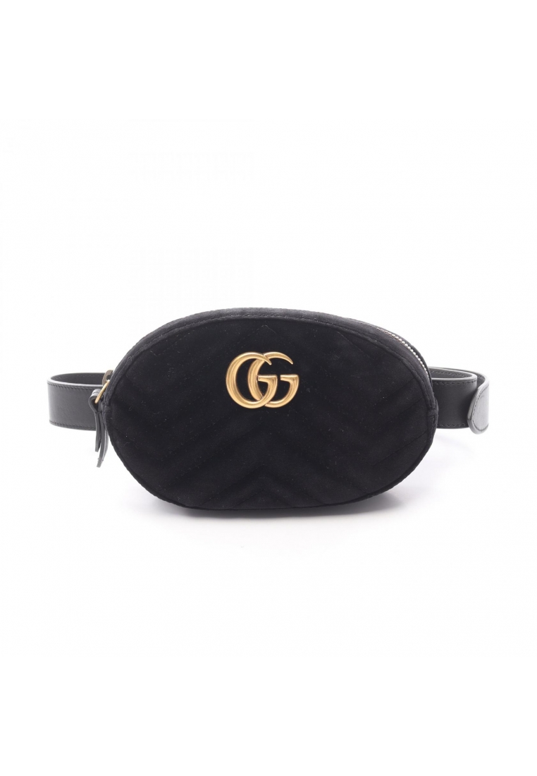 GUCCI Pre-Loved Gucci GG Marmont waist bag body bag Velor leather black