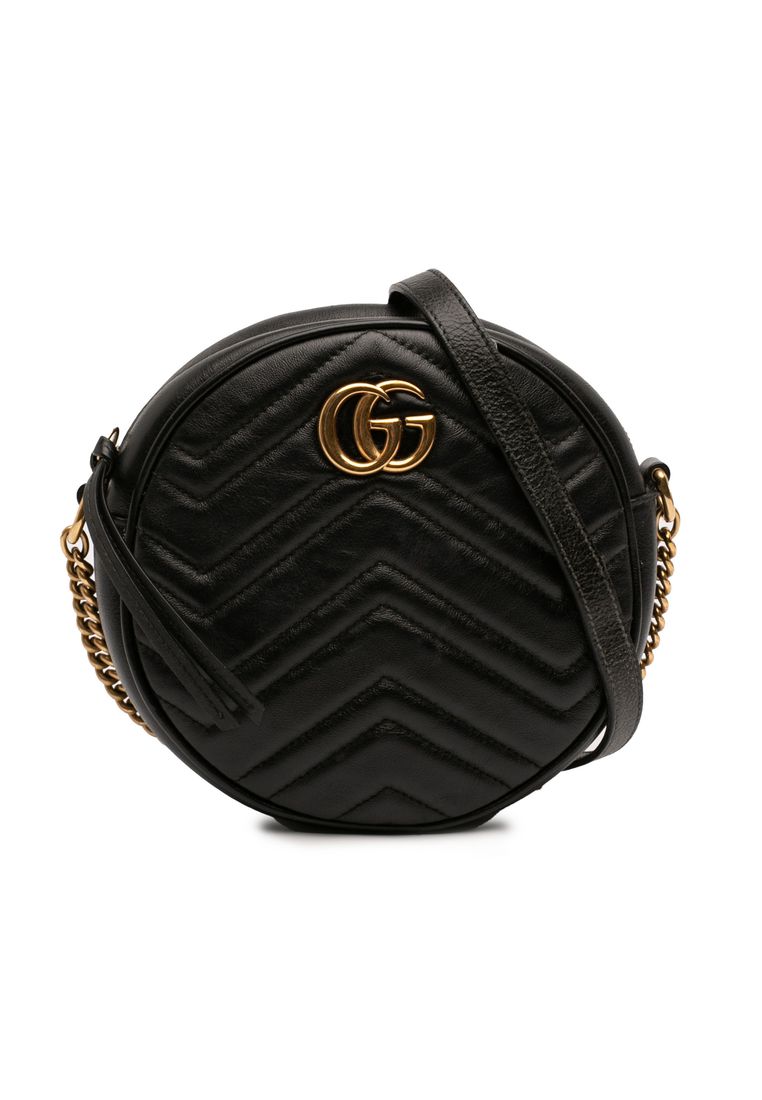 GUCCI Pre-Loved Gucci Mini Gg Marmont Matelasse Leather Round Crossbody
