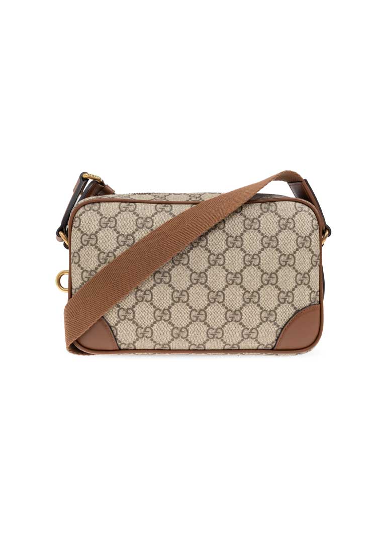 GUCCI GG Supreme Canvas Unisex Mini Camera Crossbody Bag Brown 821216