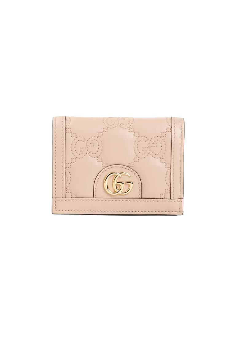 Gucci GG Matelassé Card Case Wallet Pink Sand 723786