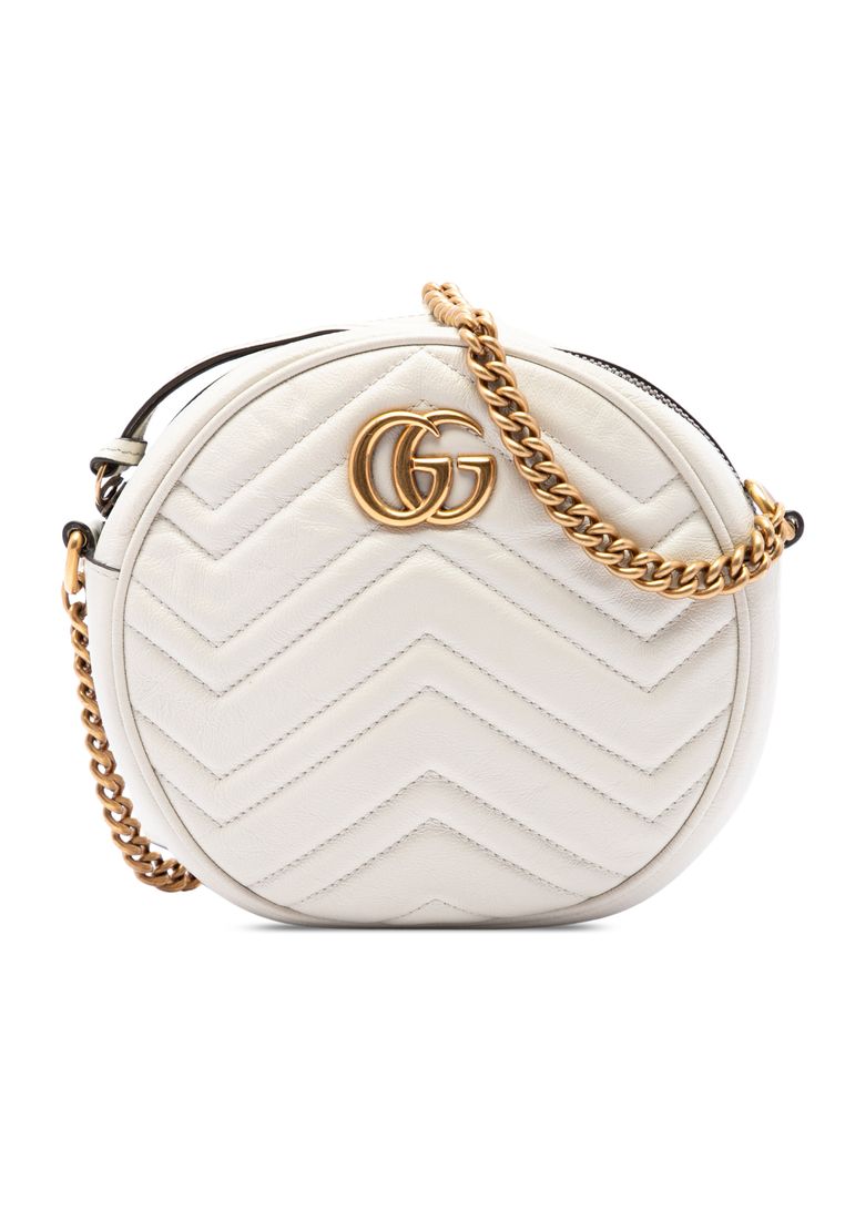 Gucci Pre-Loved Gucci Mini Gg Marmont Matelasse Calfskin Round Crossbody