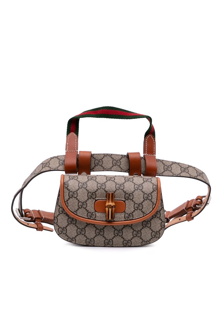 Gucci Pre-Loved Gucci Mini Gg Supreme Web Bamboo 1947 Belt Bag