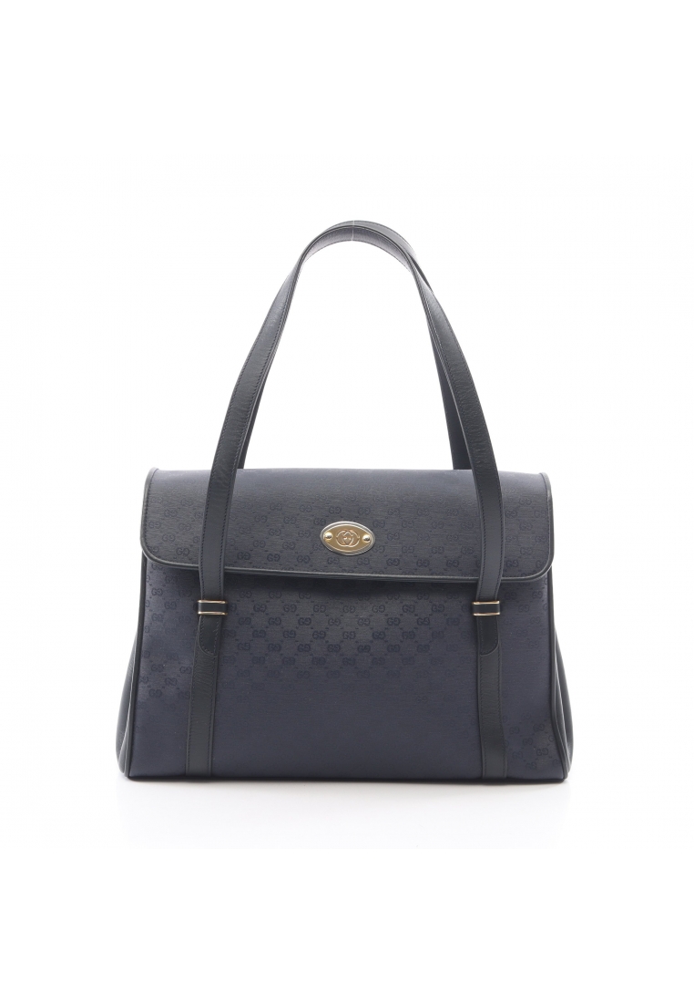GUCCI Pre-Loved Gucci old gucci Micro GG Plus Handbag PVC leather Navy