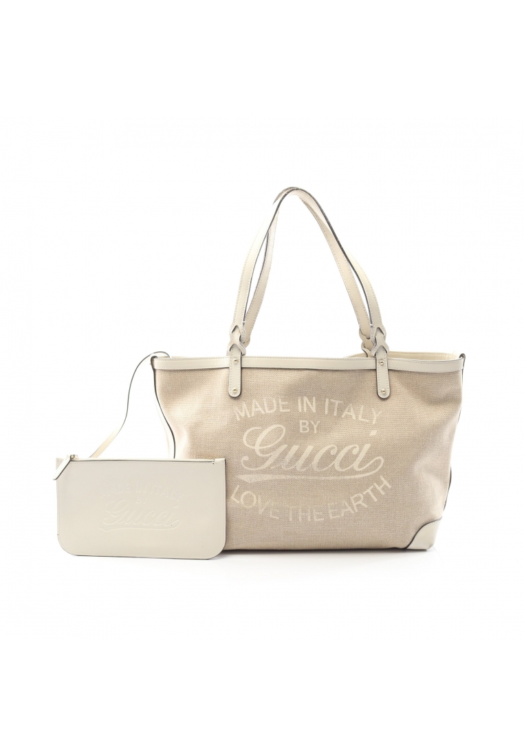 Gucci Pre-Loved Gucci gucci craft Shoulder bag tote bag canvas leather beige