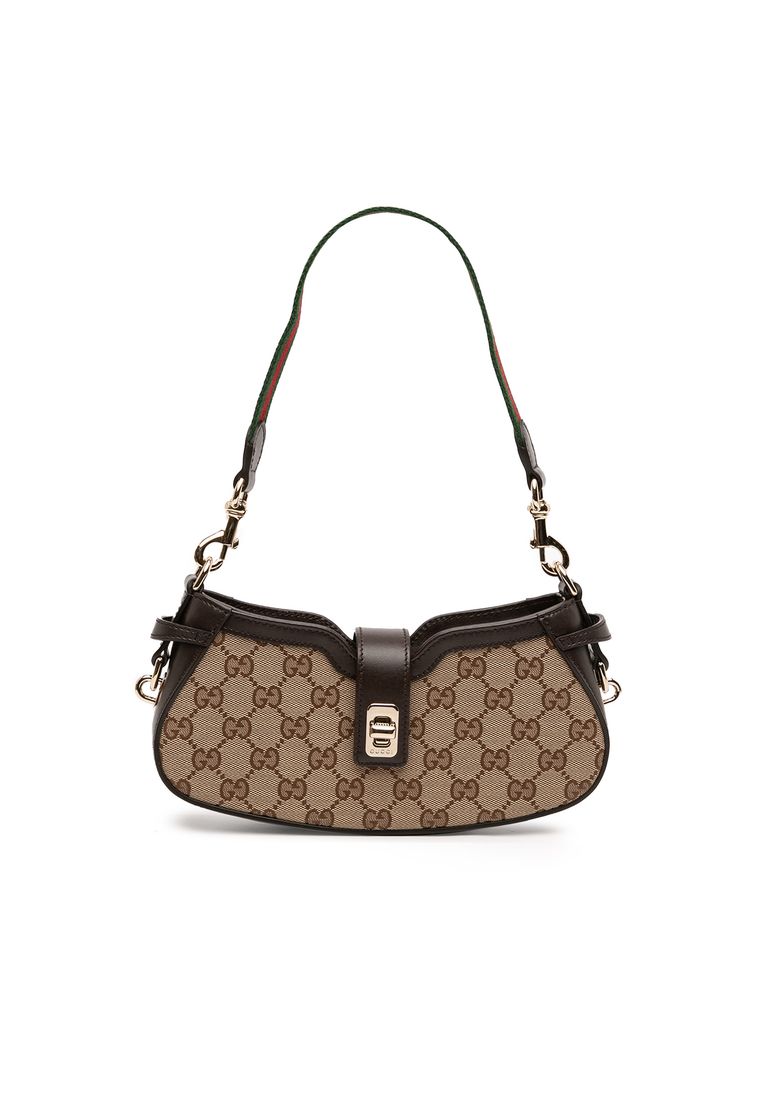 Gucci Pre-Loved Gucci Mini Gg Supreme Moon Side Web Shoulder Bag