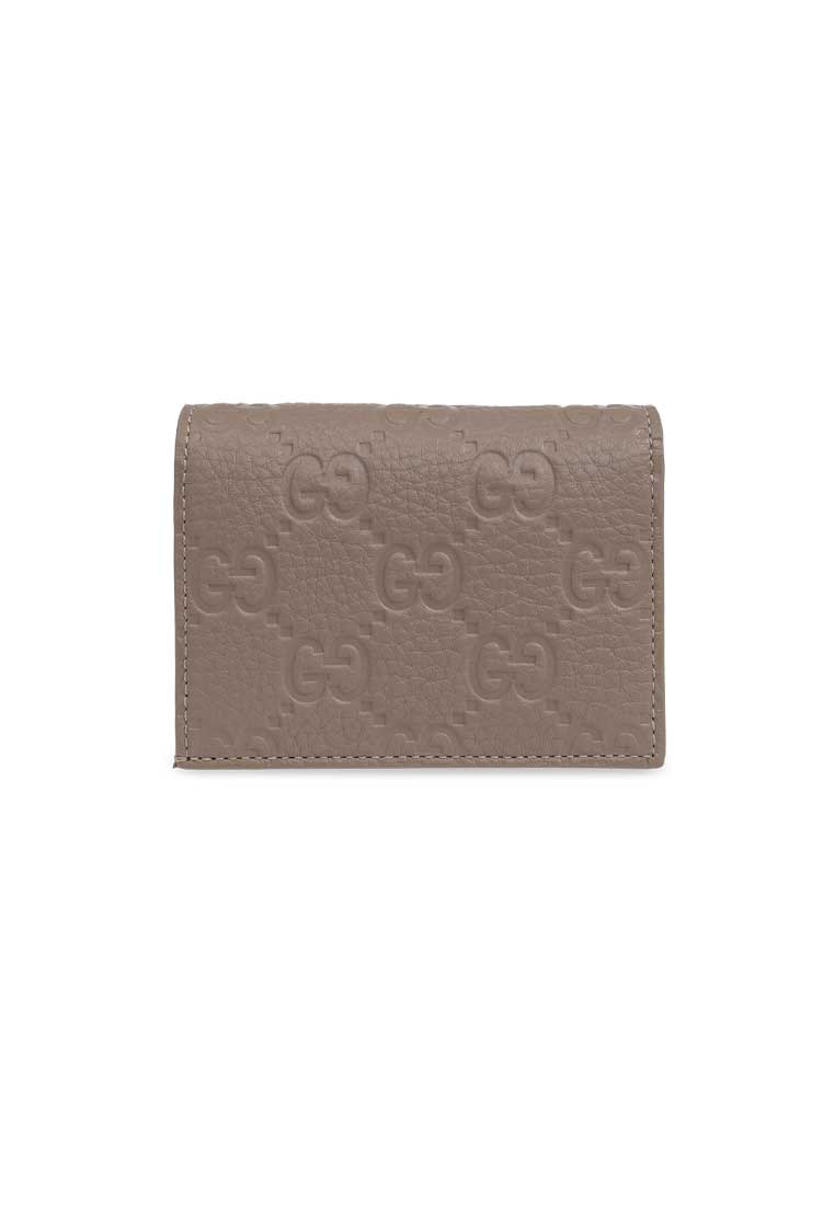 Gucci GG Emblem Leather Small Bifold Wallet Grey 815901