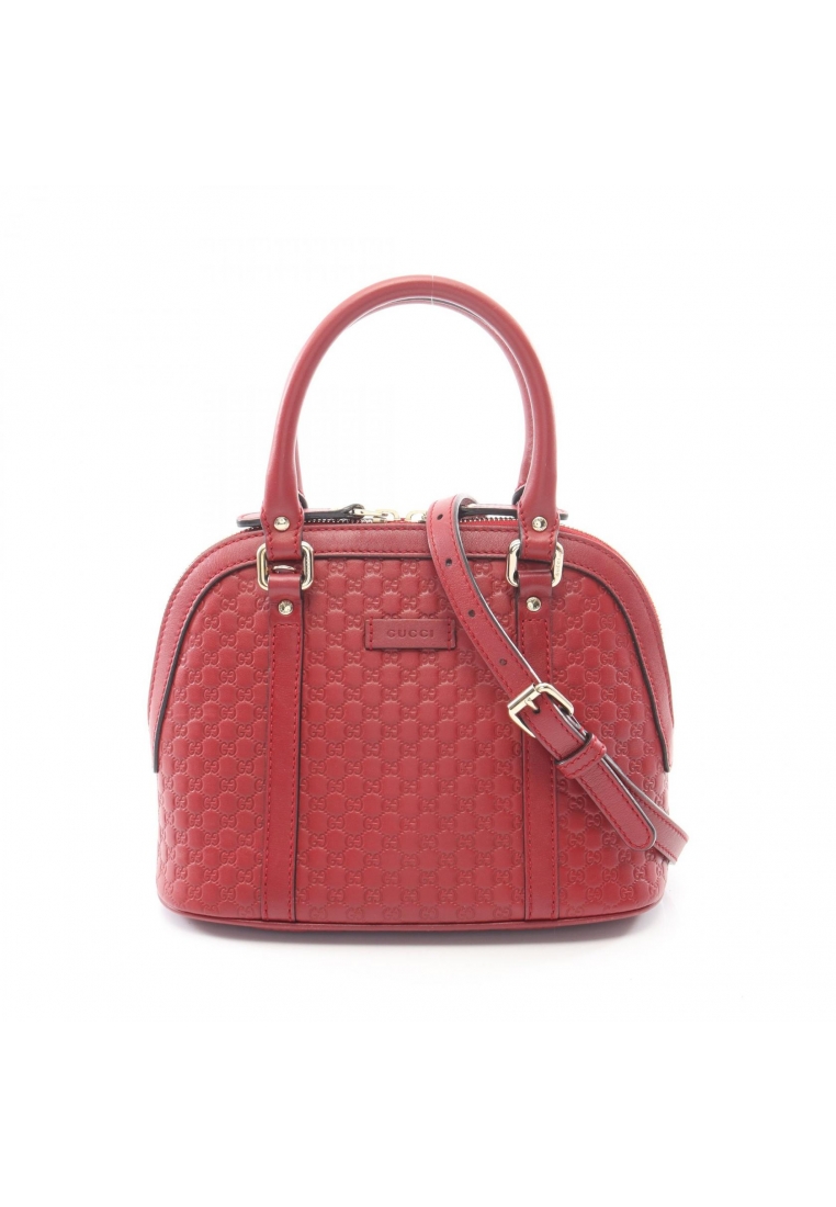 GUCCI Pre-Loved Gucci Micro GG Guccissima 2WAY Handbag leather Red
