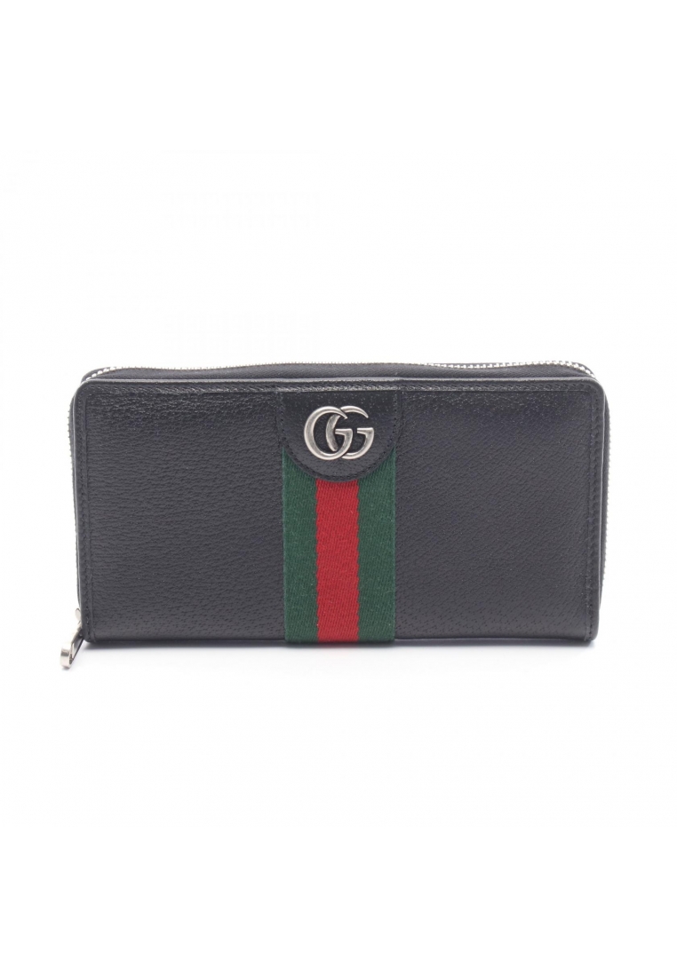 Gucci Pre-Loved Gucci Ophidia round zipper long wallet leather black