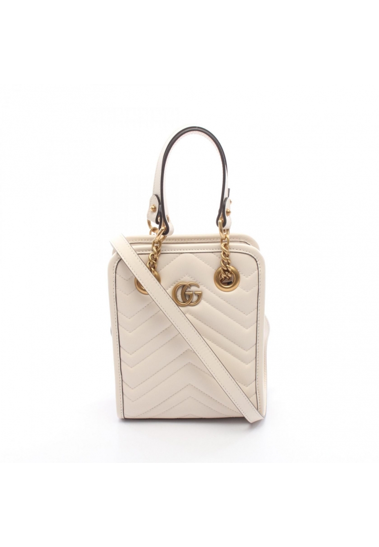 Gucci Pre-Loved Gucci GG Marmont chain handbag leather white 2WAY