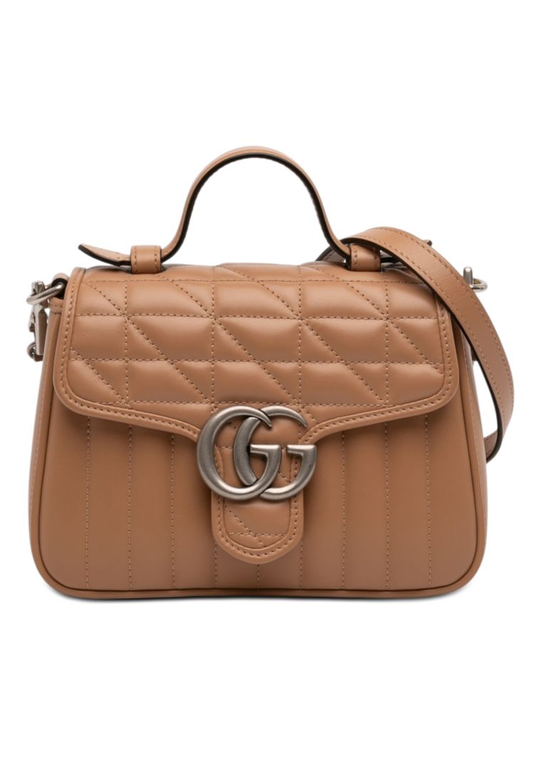 Gucci Pre-Loved Gucci Mini Gg Marmont Matelasse Calfskin Aria Top Handle Bag