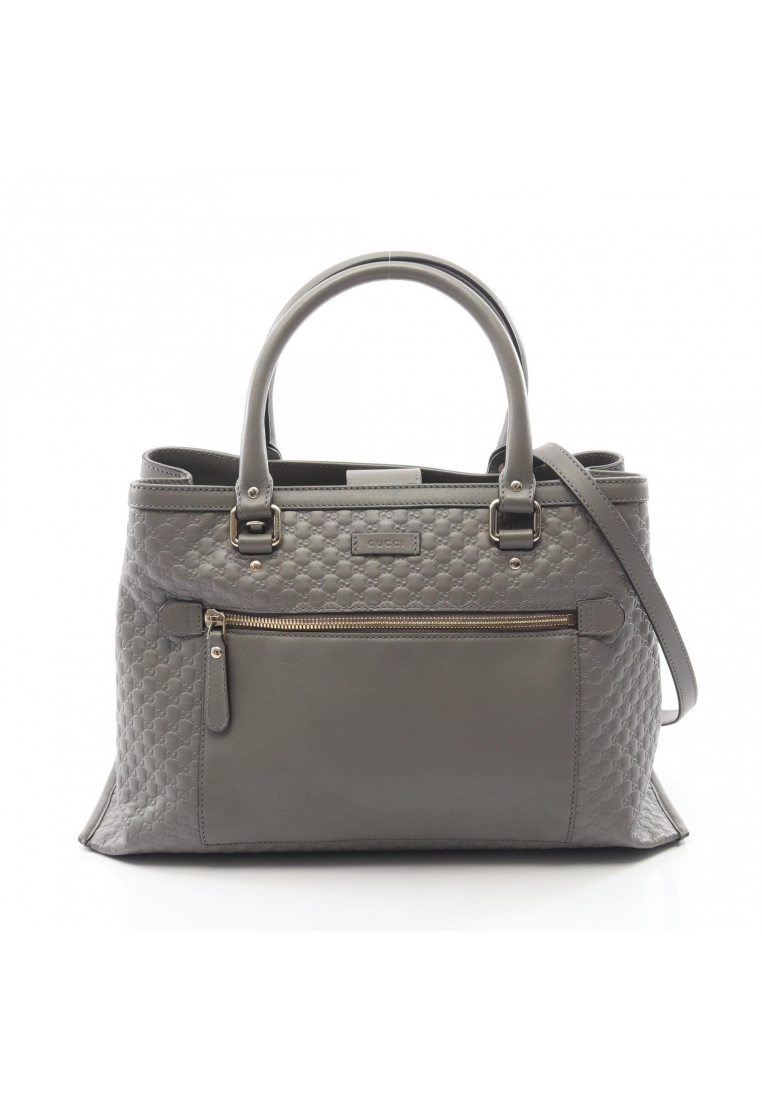 GUCCI Pre-Loved Gucci Micro GG Guccissima 2WAY Handbag leather gray