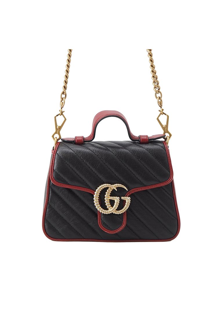 Gucci Pre-Loved Gucci Mini Gg Marmont Matelasse Calfskin Torchon Top Handle Bag