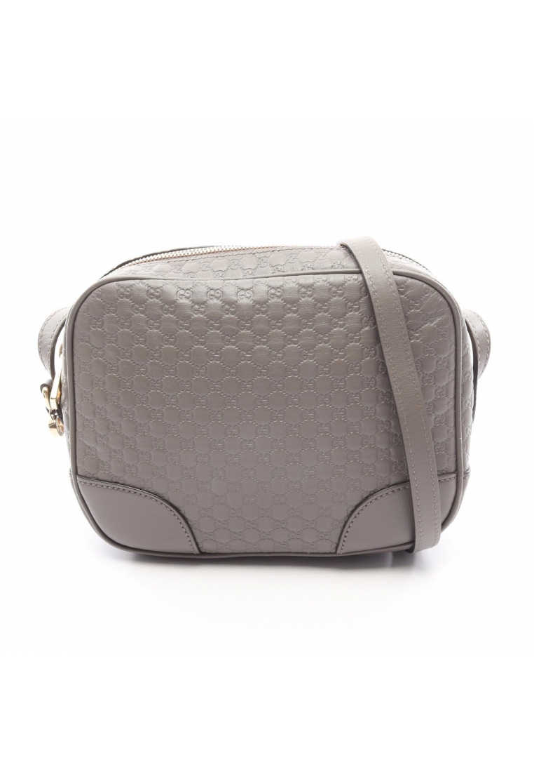 GUCCI Pre-Loved Gucci Bree Micro GG Guccissima Shoulder bag leather gray