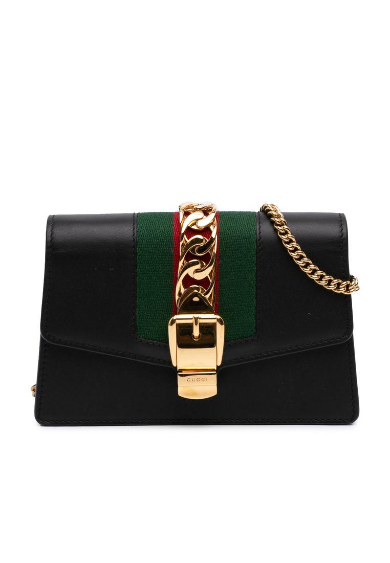 GUCCI Pre-Loved Gucci Super Mini Calfskin Web Sylvie Chain Crossbody