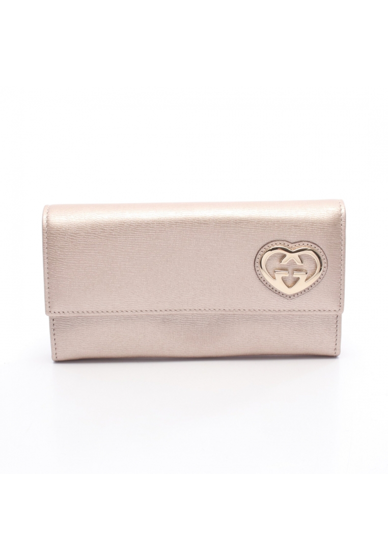 GUCCI Pre-Loved Gucci Lovely Bi-fold Long Wallet leather pink beige metallic