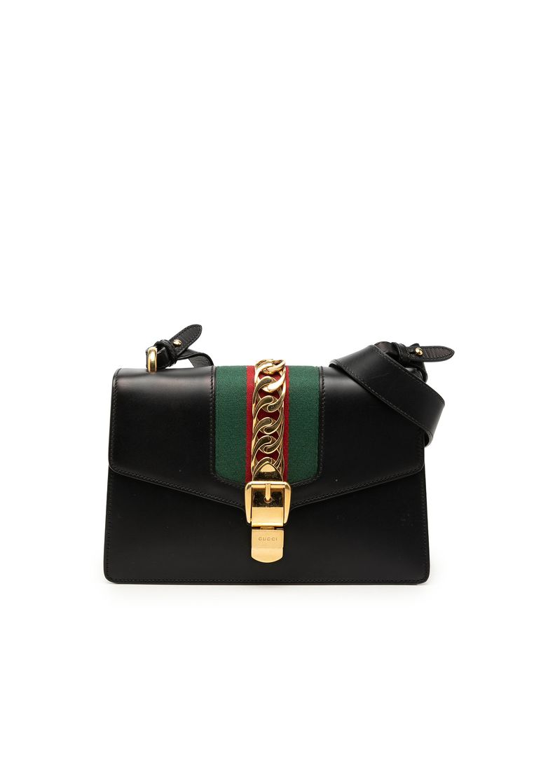 Gucci Pre-Loved Gucci Small Calfskin Web Sylvie Satchel