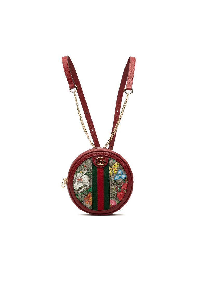 Gucci Pre-Loved Gucci Mini Gg Supreme Web Flora Round Ophidia Backpack