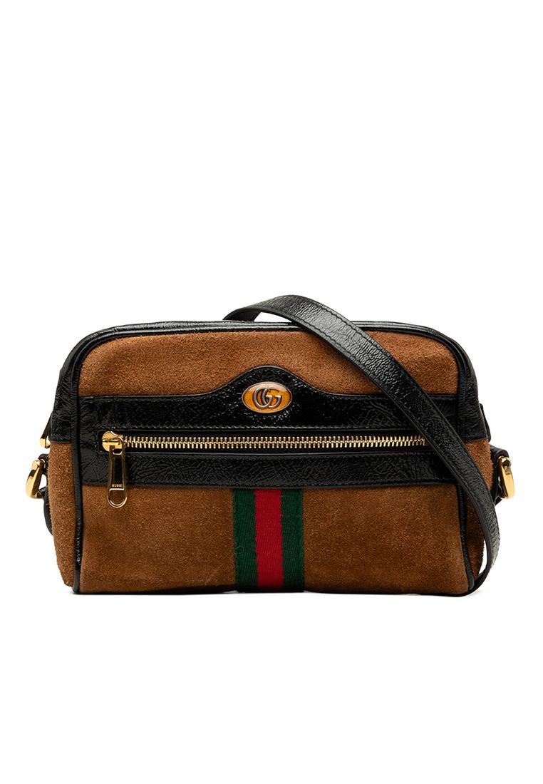 Gucci Pre-Loved Gucci Mini Suede Web Ophidia Crossbody