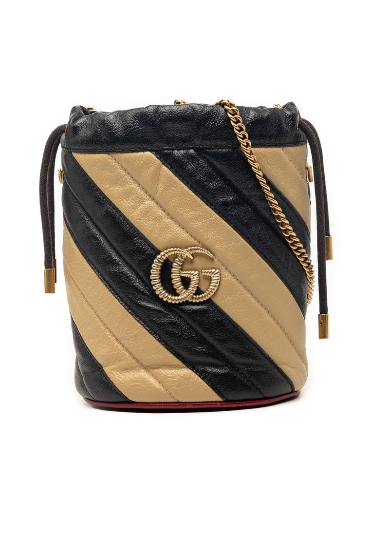 Gucci Pre-Loved Gucci Mini Gg Marmont Matelasse Diagonal Leather Torchon Bucket Bag