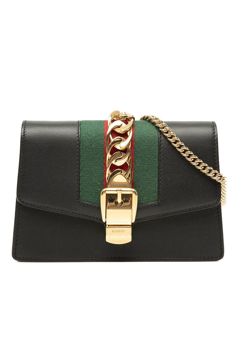 GUCCI Pre-Loved Gucci Super Mini Calfskin Web Sylvie Chain Crossbody