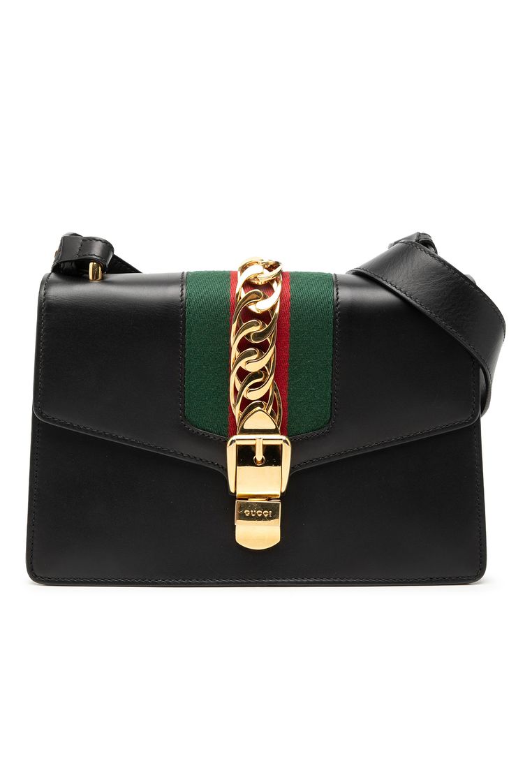GUCCI Pre-Loved Gucci Small Calfskin Web Sylvie Satchel