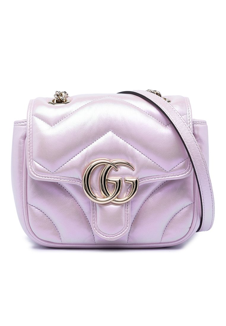 GUCCI Pre-Loved Gucci Mini Gg Marmont Matelasse Iridescent Calfskin Flap Crossbody