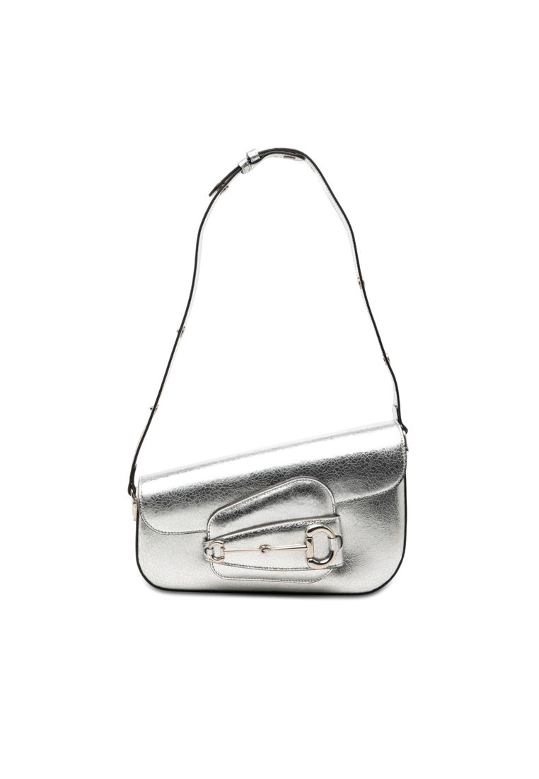 Gucci Pre-Loved Gucci Metallic Textured Calfskin Asymmetric Horsebit 1955 Shoulder Bag