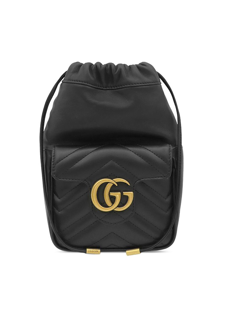 Gucci Pre-Loved Gucci Mini Gg Marmont Matelasse Calfskin Front Pocket Bucket Bag
