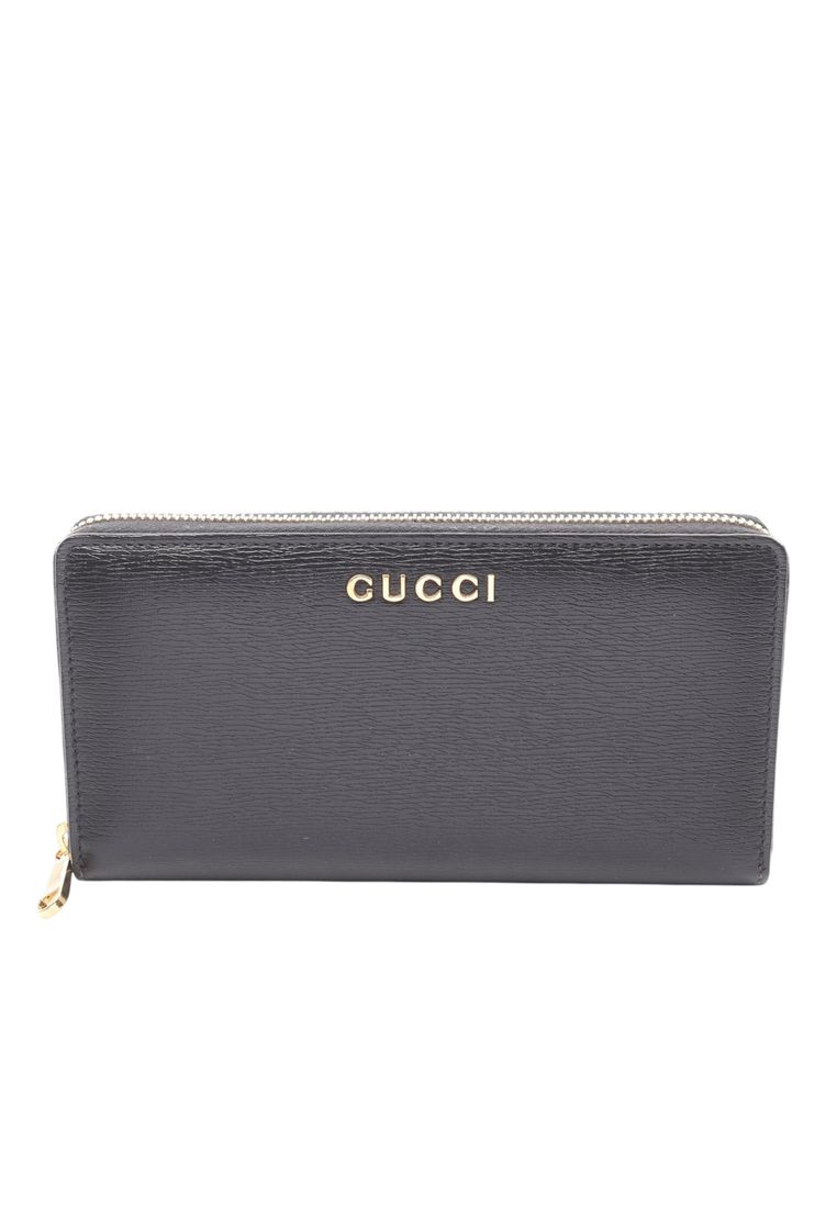 Gucci Pre-Loved Gucci Leather Logo Zip Long Wallet