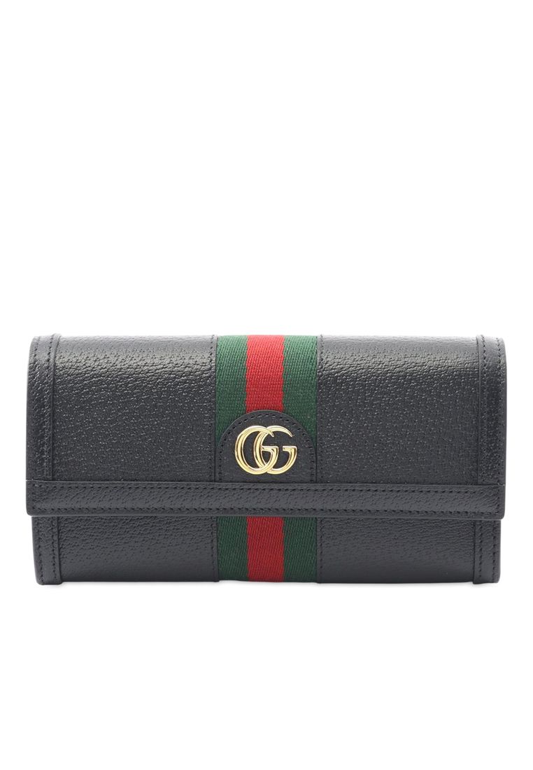 GUCCI Pre-Loved Gucci Leather Web Ophidia Long Wallet
