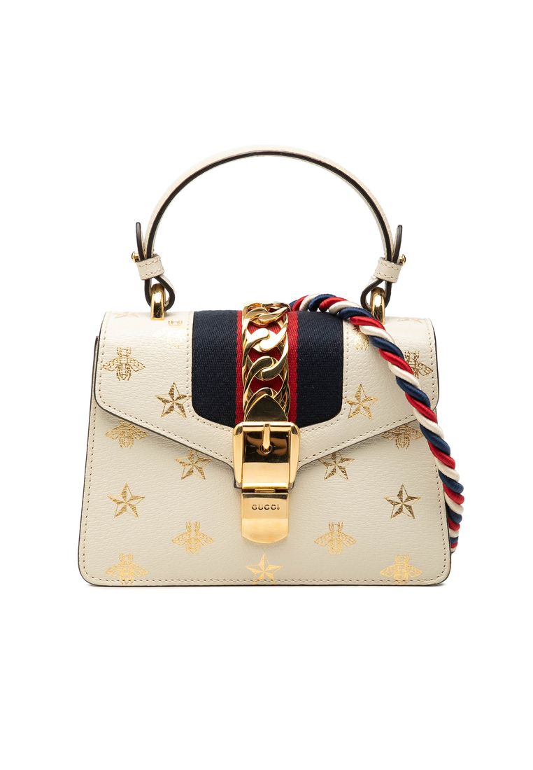 Gucci Pre-Loved Gucci Mini Calfskin Bee Star Web Sylvie Top Handle Bag