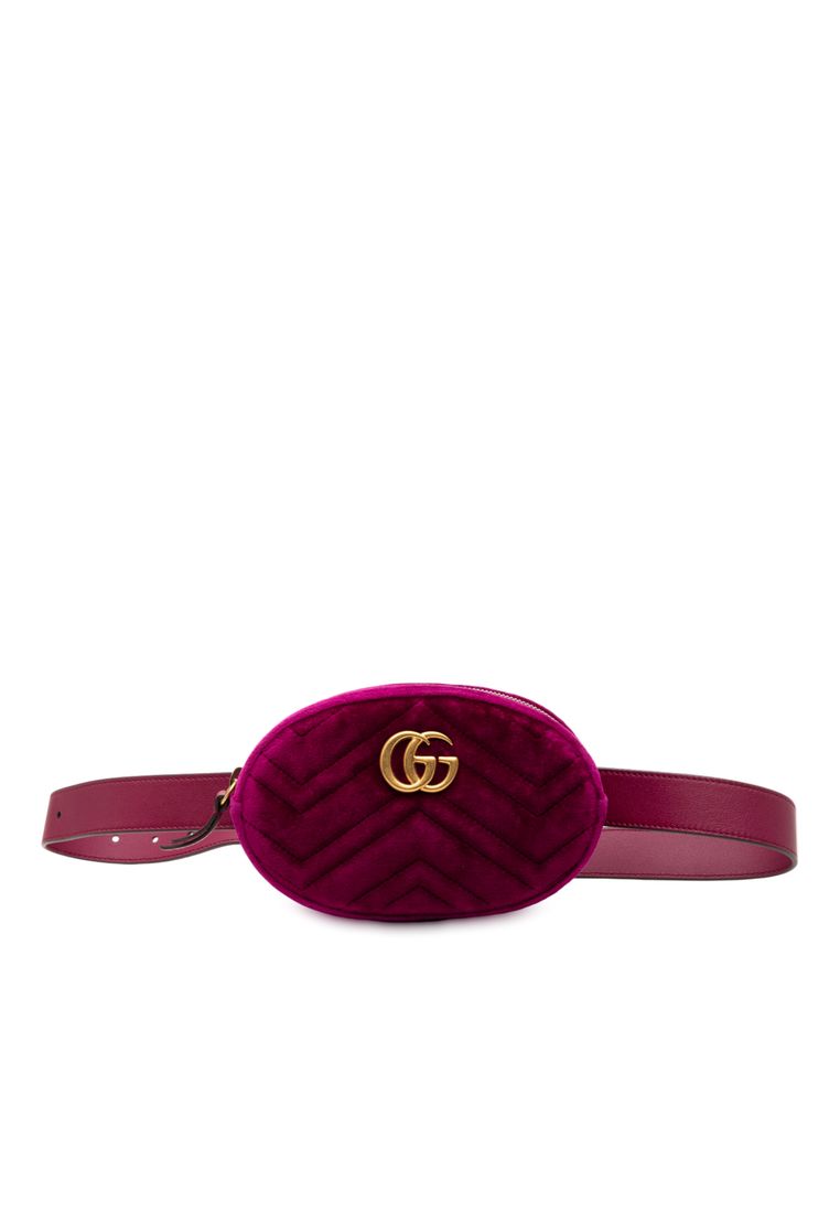 Gucci Pre-Loved Gucci Gg Marmont Matelasse Velvet Belt Bag