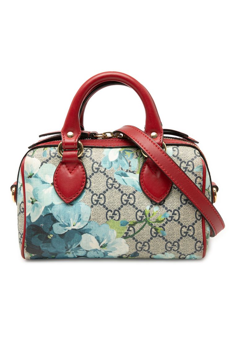 Gucci Pre-Loved Gucci Mini Gg Supreme Blooms Boston Bag