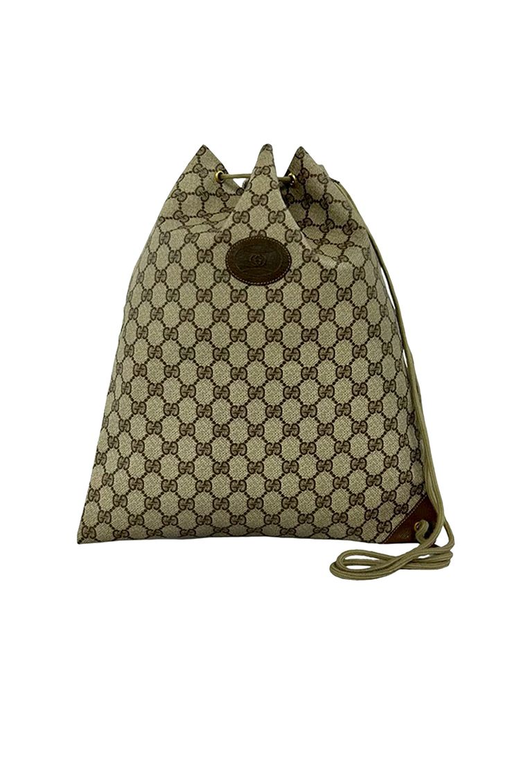 Gucci Pre-Loved Gucci Gg Supreme Drawstring Backpack
