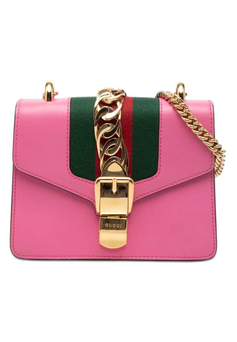 Gucci Pre-Loved Gucci Mini Calfskin Web Sylvie Chain Crossbody