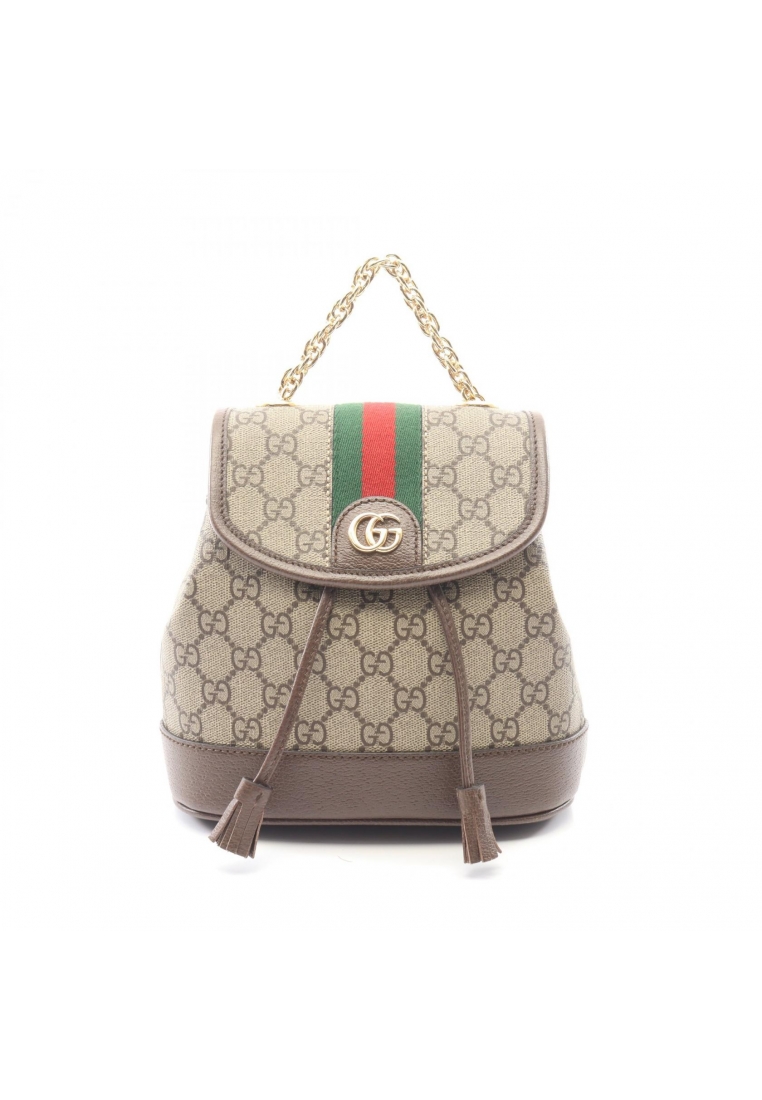 Gucci Pre-Loved Gucci offdia mini GG Supreme Backpack rucksack PVC leather beige Dark brown