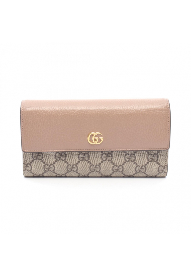Gucci Pre-Loved Gucci petite marmont continental wallet Bi-fold Long Wallet PVC leather pink beige b