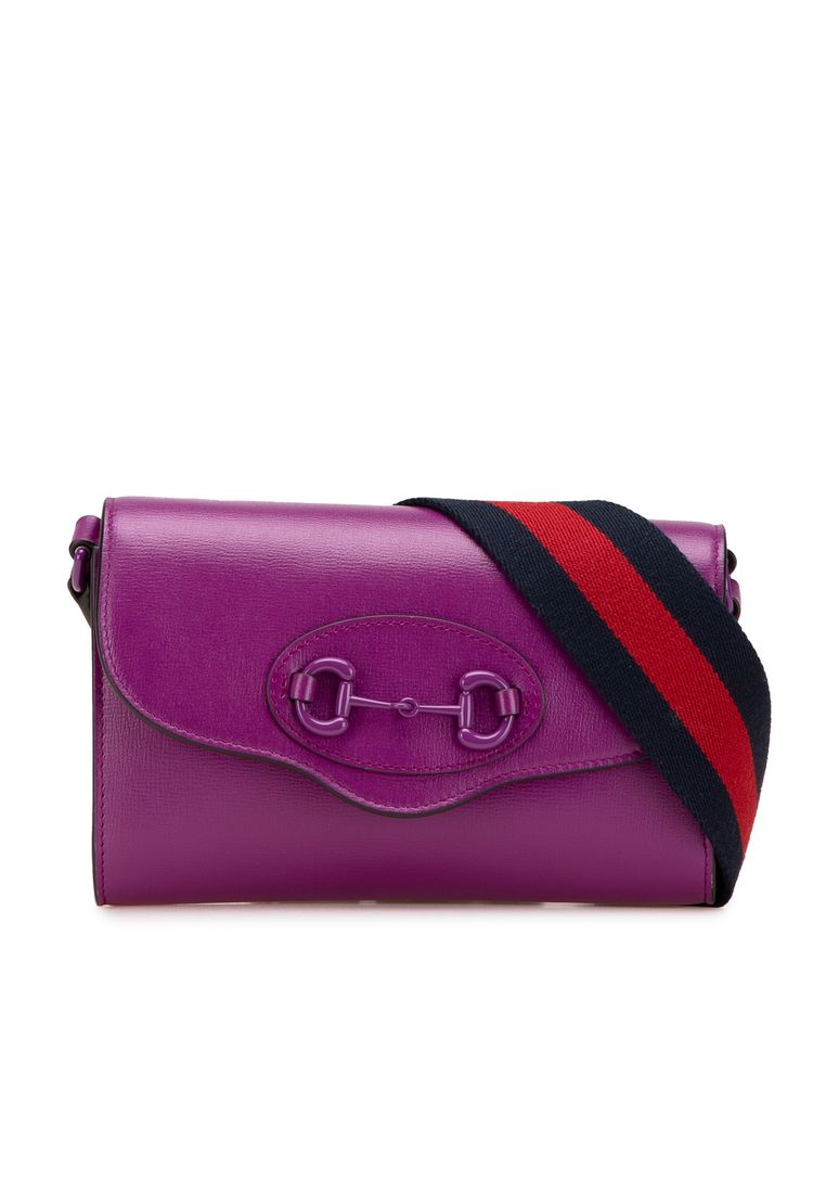 Gucci Pre-Loved Gucci Mini Leather Horsebit 1955 Web Crossbody