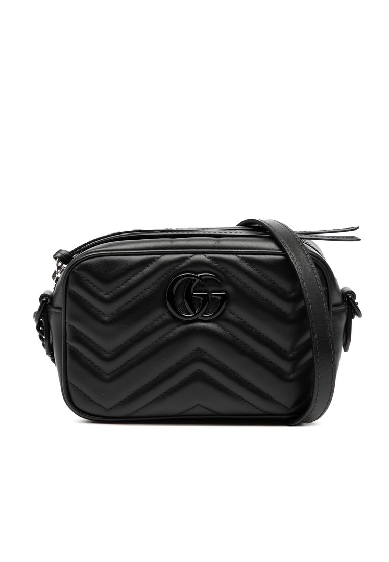 Gucci Pre-Loved Gucci Mini Gg Marmont Matelasse Leather Monochrome Crossbody