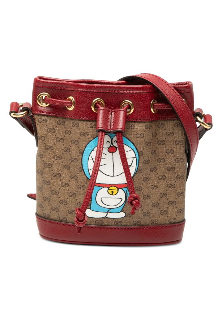Gucci Pre-Loved Gucci Micro Gg Supreme Doraemon Bucket Bag