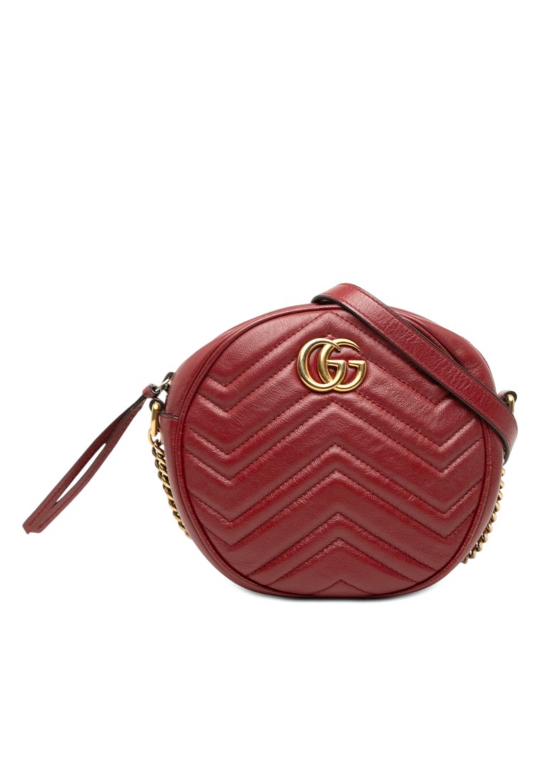 Gucci Pre-Loved Gucci Mini Gg Marmont Matelasse Leather Round Crossbody